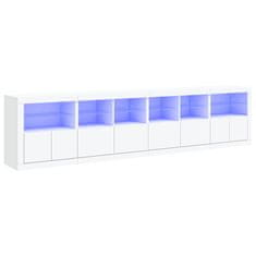 Vidaxl Komoda z LED diodami bela 283x37x67 cm