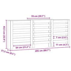 Vidaxl Pokrov za radiator bel 205x21,5x83,5 cm inženirski les