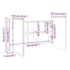 Vidaxl LED omarica z ogledalom sonoma hrast 80x12x45 cm inženirski les