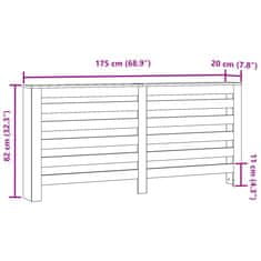 Vidaxl Pokrov za radiator starinski les 175x20x82 cm inženirski les