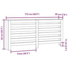 Vidaxl Pokrov za radiator bel 175x20x82 cm inženirski les