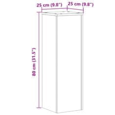 Vidaxl Stojalo za rastline 2 kosa siva sonoma 25x25x80 cm inž. les