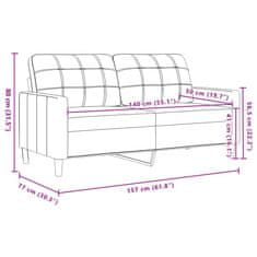 Vidaxl Dvosed vinsko rdeč 140 cm žamet