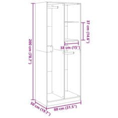 Vidaxl Garderobna omara sonoma hrast 80x50x200 cm inženirski les