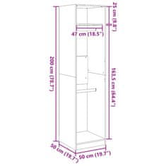 Vidaxl Garderobna omara betonsko siva 50x50x200 cm iverna plošča