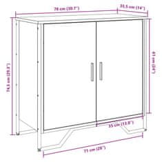 Vidaxl Komoda sonoma hrast 78x35,5x74,5 cm inženirski les