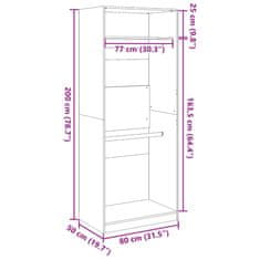 Vidaxl Garderobna omara dimljeni hrast 80x50x200 cm inženirski les