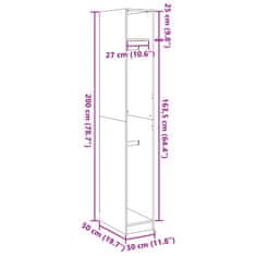 Vidaxl Garderobna omara dimljeni hrast 30x50x200 cm inženirski les