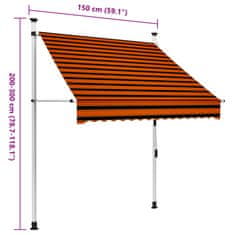 Vidaxl Ročno zložljiva tenda 150 cm oranžna in rjava