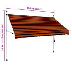 Vidaxl Ročno zložljiva tenda 250 cm oranžna in rjava