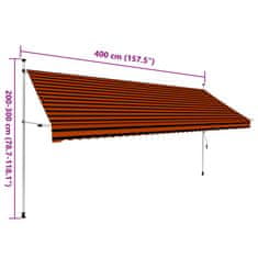 Vidaxl Ročno zložljiva tenda 400 cm oranžna in rjava