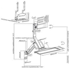 Maclean Maclean stenski nosilec za monitor in tipkovnico, s plinsko vzmetjo in držalom za CPE računalnik, 17"-32", 9 kg, MC-838