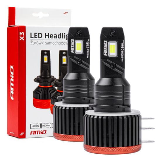 AMIO LED žarnice za avto x3 serija h15 6500k canbus amio-03309