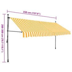 Vidaxl Ročno zložljiva tenda z LED lučkami 350 cm bela in oranžna