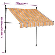 Vidaxl Ročno zložljiva tenda z LED lučkami 100 cm rumena in modra