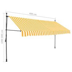 Vidaxl Ročno zložljiva tenda z LED lučkami 400 cm bela in oranžna