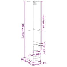 Vidaxl Garderobna omara artisan hrast 30x50x200 cm inženirski les