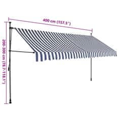 Vidaxl Ročno zložljiva tenda z LED lučkami 400 cm modra in bela