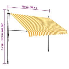 Vidaxl Ročno zložljiva tenda z LED lučkami 250 cm bela in oranžna