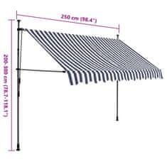 Vidaxl Ročno zložljiva tenda z LED lučkami 250 cm modra in bela