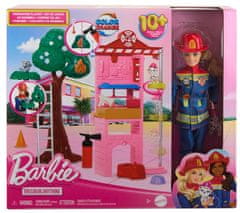 Mattel gasilska postaja Barbie s punčko, svetlimi lasmi, 2 živalmi in 10+ igralnimi figurami (HRG55)