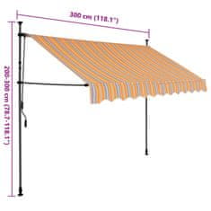 Vidaxl Ročno zložljiva tenda z LED lučkami 300 cm rumena in modra