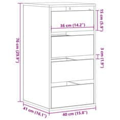 Vidaxl Kotni predalnik siva sonoma 40x41x76 cm inženirski les