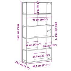 Vidaxl Knjižna omara 5-nadstropna siva 80,5x23,5x162,5 cm inž. les