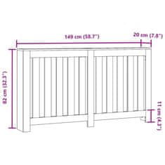 Vidaxl Pokrov za radiator siv 149x20x82 cm inženirski les