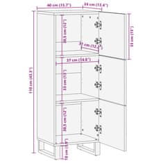 Vidaxl Visoka omarica 40x34x110 cm trden robusten mangov les