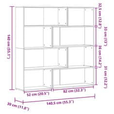 Vidaxl Kotna knjižna omara 4-nadstropna sonoma hrast 85x85x140 cm