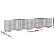 Vidaxl Gabionska košara s pokrovom 1100x100x200 cm pocinkano železo