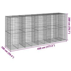 Vidaxl Gabionska košara s pokrovom 450x100x200 cm pocinkano železo