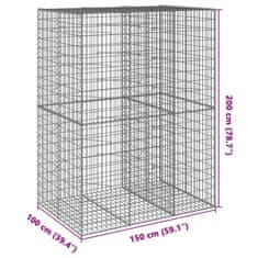 Vidaxl Gabionska košara s pokrovom 150x100x200 cm pocinkano železo