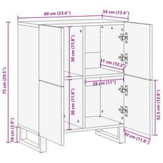 Vidaxl Komoda 60x34x75 cm trden robusten mangov les