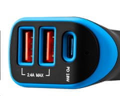 Canyon avtomobilski polnilec C-08, 1xUSB-C (PD 18W) + 2xUSB-A, vhod 12V-24V, izhod 5V-2,4A, Smart IC, CE, RoHS - črno in vijolično