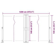 Vidaxl Zložljiva stranska tenda modra 140x1200 cm