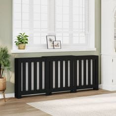 shumee Pokrov za radiator črn 205x21,5x83,5 cm inženirski les