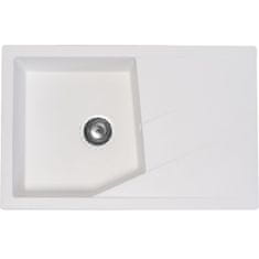 WEREO PRIMA belo enojno granitno korito z odcejalnikom za omarico od 50 cm, s sifonom