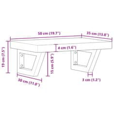 Vidaxl Stenska polica za umivalnik jeklo in trdna bukovina