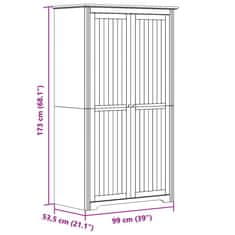 Vidaxl Garderobna omara BODO siva 99x53,5x173 cm trdna borovina