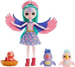 Toys Enchantimals Lutka Filia Finch in prijazna družina papagajev ZA5089