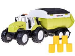 Toys Jahalni traktor s prikolico z zvočnimi učinki + bale slame ZA4994