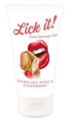 Lick-it Masažni gel s penečim vinom in jagodami 50ml Lick-it