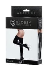 Erotic Collection Eliza Glossy Shiny Wetlook nogavice s čipko L TOYFA