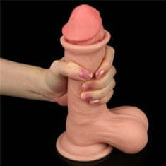 Lovetoy Dildo s priseskom drsna koža dvoslojna 19,5 cm Lovetoy + lubrikant Just Glide 5 x20 ml