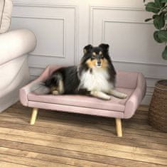 PAWHUT Dog Sofa Elegantna Mačja Sedežna Garnitura Z Naslonjalom, Idealna Za Srednje/Velike Pse, Žametna, Roza, 102X58,5X42,5 Cm 