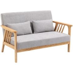 HOMCOM Dvosed, Dvosed Z Naslonjali Za Roke, Loveseat Z Videzom Žameta, Blazina, Oblazinjena Sedežna Garnitura, Nosilnost Do 200 Kg, Siva, 130 X 75 X 78 Cm 