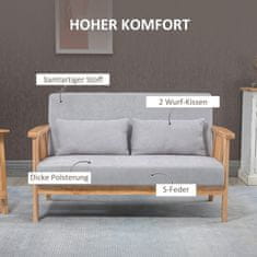 HOMCOM Dvosed, Dvosed Z Naslonjali Za Roke, Loveseat Z Videzom Žameta, Blazina, Oblazinjena Sedežna Garnitura, Nosilnost Do 200 Kg, Siva, 130 X 75 X 78 Cm 