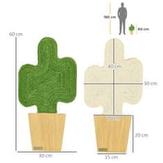 PAWHUT Podloga Za Praskanje Set 2 Desk Za Praskanje Mačk Iz Vrvi Iz Jute S Kljukicami Cactus Design 30 X 60 Cm 